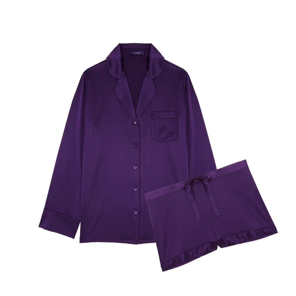 Women's Purple Silk Pajama Set